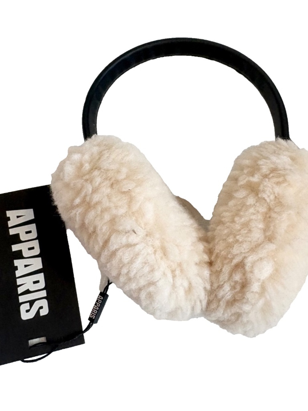Apparis Faux Fur Ivory Shearling Ear Muffs NEW
